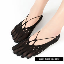 Load image into Gallery viewer, Five Finger Socks Velvet Rayon Stockings With Non-Slip Strip Thin Style Mesh Breathable Yoga Boat Socks Pilates Socks
