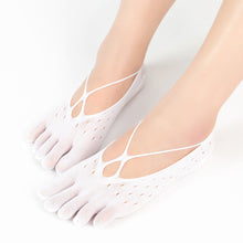 Load image into Gallery viewer, Five Finger Socks Velvet Rayon Stockings With Non-Slip Strip Thin Style Mesh Breathable Yoga Boat Socks Pilates Socks
