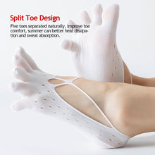 Load image into Gallery viewer, Five Finger Socks Velvet Rayon Stockings With Non-Slip Strip Thin Style Mesh Breathable Yoga Boat Socks Pilates Socks
