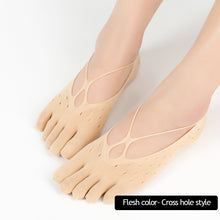 Load image into Gallery viewer, Five Finger Socks Velvet Rayon Stockings With Non-Slip Strip Thin Style Mesh Breathable Yoga Boat Socks Pilates Socks
