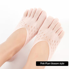 Load image into Gallery viewer, Five Finger Socks Velvet Rayon Stockings With Non-Slip Strip Thin Style Mesh Breathable Yoga Boat Socks Pilates Socks
