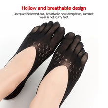 Load image into Gallery viewer, Five Finger Socks Velvet Rayon Stockings With Non-Slip Strip Thin Style Mesh Breathable Yoga Boat Socks Pilates Socks
