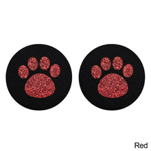 Load image into Gallery viewer, 2Pcs Diamond Footprint Anti-slip Mat Water Cup Car Accessories For Women Crystal Rhinestone Non-slip Mat with Cat Footprint
