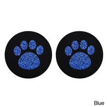 Load image into Gallery viewer, 2Pcs Diamond Footprint Anti-slip Mat Water Cup Car Accessories For Women Crystal Rhinestone Non-slip Mat with Cat Footprint
