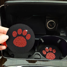 Load image into Gallery viewer, 2Pcs Diamond Footprint Anti-slip Mat Water Cup Car Accessories For Women Crystal Rhinestone Non-slip Mat with Cat Footprint
