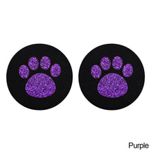 Load image into Gallery viewer, 2Pcs Diamond Footprint Anti-slip Mat Water Cup Car Accessories For Women Crystal Rhinestone Non-slip Mat with Cat Footprint
