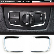 Load image into Gallery viewer, 2Pcs Car Headlight Switch Frame Trim Adjustment Sticker For BMW NEW 3 4 Series 316 320liGT
