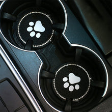 Load image into Gallery viewer, 1PC Car Cup Diamond Rhinestone Paw Bling Cup Holder Silicone Coasters Anti Slip Mats Water Pad Interior Accessories Decor
