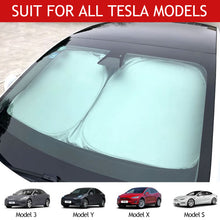 Load image into Gallery viewer, Car Front Windshield Sunscreen Window Sunscreen Visor Sun Shade Blocks UV Rays Protection For Tesla Model 3 Y X S with Pouch
