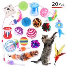 Load image into Gallery viewer, 20pcs Cat Teaser Wand with Replacement Pendant Pet Interactive Feather Toys Kitten Simulated Mouse Catching Toy Cats Daily Accessories
