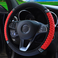 Load image into Gallery viewer, Universal Car Steering Wheel Cover Leather Embroidered Color Diamond-Studded Elastic Steering Wheel Cover 37-38cm Four Seasons
