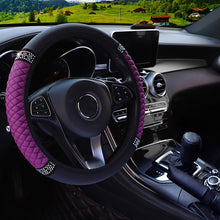 Load image into Gallery viewer, Universal Car Steering Wheel Cover Leather Embroidered Color Diamond-Studded Elastic Steering Wheel Cover 37-38cm Four Seasons
