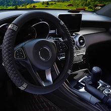 Load image into Gallery viewer, Universal Car Steering Wheel Cover Leather Embroidered Color Diamond-Studded Elastic Steering Wheel Cover 37-38cm Four Seasons
