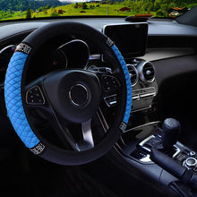 Load image into Gallery viewer, Universal Car Steering Wheel Cover Leather Embroidered Color Diamond-Studded Elastic Steering Wheel Cover 37-38cm Four Seasons
