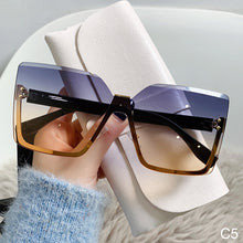Load image into Gallery viewer, Half Frame Metal Sunglasses European And American Style Fashion Anti UV Thin Glasses For Women
