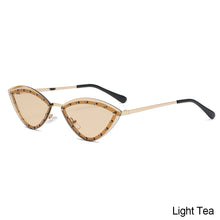 Load image into Gallery viewer, New Triangle Cat Eye Sunglasses Alloy Rimless Crystal Shiny Sun Glasses Female Unique Elegant Green Rhinestone Shades
