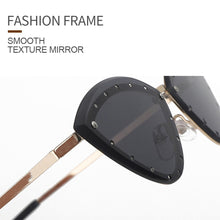 Load image into Gallery viewer, New Triangle Cat Eye Sunglasses Alloy Rimless Crystal Shiny Sun Glasses Female Unique Elegant Green Rhinestone Shades
