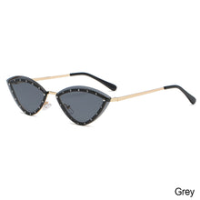 Load image into Gallery viewer, New Triangle Cat Eye Sunglasses Alloy Rimless Crystal Shiny Sun Glasses Female Unique Elegant Green Rhinestone Shades
