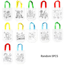 Load image into Gallery viewer, 5Pcs Children DIY Graffiti Bag Painting Non-Woven Bags for Kids Kindergarten DIY Arts Supplies Color Filling
