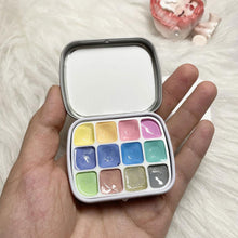 Load image into Gallery viewer, Empty 12-grid Mini Watercolor Box Portable Watercolor Palette Travel Painting Sketch Moisturizing Box Paint Box Art Supplies
