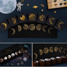Load image into Gallery viewer, Vintage Moon Series Wood Stamp Phases of The Moon Round Wooden Rubber Stamps for DIY Craft Letters Diary and Scrapbooking
