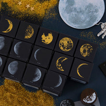 Load image into Gallery viewer, Vintage Moon Series Wood Stamp Phases of The Moon Round Wooden Rubber Stamps for DIY Craft Letters Diary and Scrapbooking
