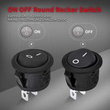 Load image into Gallery viewer, 5Pcs Car 20mm Mini Round Rocker Switch ON Off 12 Volt Toggle Switch 12V Automotive RV 2 Pin Switch 120V With Wire
