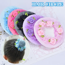 Load image into Gallery viewer, Girl Women Bun Cover Snood Hair Net Hair Nets Latin Ballet Dance Crochet Snoods Accessories With Flower
