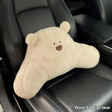 Load image into Gallery viewer, Bear Car Headrest Waist Plush Pillow Soft Cartoon Creative Cute Goddess Pillow Car Interior Accessories
