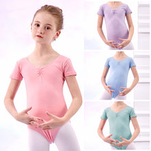 Load image into Gallery viewer, Cotton Spandex Gym Children Leotards Short Sleeve Ballet
