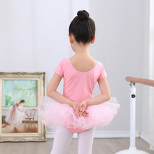 Load image into Gallery viewer, Cotton Spandex Gym Children Leotards Short Sleeve Ballet Dress
