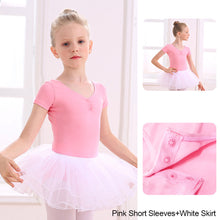 Load image into Gallery viewer, Cotton Spandex Gym Children Leotards Short Sleeve Ballet Dress
