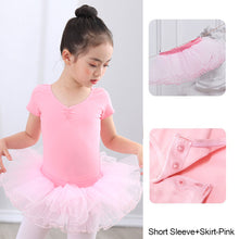 Load image into Gallery viewer, Cotton Spandex Gym Children Leotards Short Sleeve Ballet Dress
