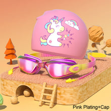 Load image into Gallery viewer, Children's Electroplating Swimming Goggles Anti-Fog HD Swimming Glasses
