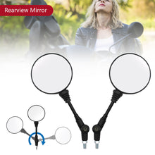 Load image into Gallery viewer, 1Pair Universal Motorcycle Rearview Mirror Side Mirror with 10mm Thread Anti-fall Folding Round Handlebar Rearview Mirror for Honda kawasaki
