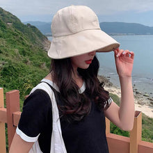 Load image into Gallery viewer, Soft Cotton Women Bucket Hat Spring Summer Adjustable Outdoor Beach Sun Hats Foldable Panama Caps Ponytail Cap
