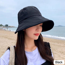 Load image into Gallery viewer, Soft Cotton Women Bucket Hat Spring Summer Adjustable Outdoor Beach Sun Hats Foldable Panama Caps Ponytail Cap
