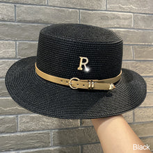 Load image into Gallery viewer, Metal R Letter Buckle Straw Hat Leisure Summer Sunscreen Hat Women's Fashionable Beach Hat Vintage Hat Church Hats
