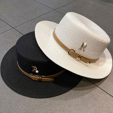 Load image into Gallery viewer, Metal R Letter Buckle Straw Hat Leisure Summer Sunscreen Hat Women's Fashionable Beach Hat Vintage Hat Church Hats
