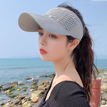 Load image into Gallery viewer, Fashion Folds Design Women Empty Top Hat Summer Solid Color Large Brim Sunscreen Hat Outdoor Elastic Fabric Sports Sun Cap
