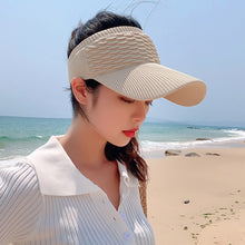 Load image into Gallery viewer, Fashion Folds Design Women Empty Top Hat Summer Solid Color Large Brim Sunscreen Hat Outdoor Elastic Fabric Sports Sun Cap
