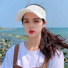 Load image into Gallery viewer, Fashion Folds Design Women Empty Top Hat Summer Solid Color Large Brim Sunscreen Hat Outdoor Elastic Fabric Sports Sun Cap
