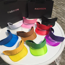 Load image into Gallery viewer, Summer Sun Hats Transparent Visor Caps Topless Empty Sun Visor Cap Hat Ladies Adjustable Topless Beach Trip Cap
