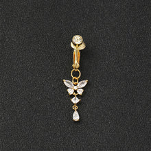 Load image into Gallery viewer, Non Punching Butterfly Fake Navel Ring with No Holes, Navel Nail, Trendy Copper Inlaid Zircon Pendant, Body Piercing Accessory
