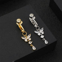 Load image into Gallery viewer, Non Punching Butterfly Fake Navel Ring with No Holes, Navel Nail, Trendy Copper Inlaid Zircon Pendant, Body Piercing Accessory
