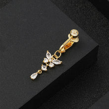 Load image into Gallery viewer, Non Punching Butterfly Fake Navel Ring with No Holes, Navel Nail, Trendy Copper Inlaid Zircon Pendant, Body Piercing Accessory
