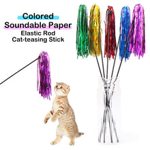 Load image into Gallery viewer, Funny Cat Toy Ringing Reflective Paper Teaser Wand Kitten Interactive Toy with Bell Pet Teaser Stick
