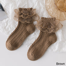 Load image into Gallery viewer, Lolita Lace Socks Girls Kids Cotton Socks Lace Ruffle Frilly Ankle Short Sock Breathable Princess Children Girl Dance Socks
