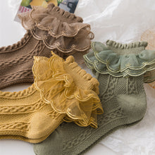 Load image into Gallery viewer, Lolita Lace Socks Girls Kids Cotton Socks Lace Ruffle Frilly Ankle Short Sock Breathable Princess Children Girl Dance Socks
