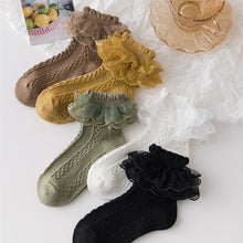 Load image into Gallery viewer, Lolita Lace Socks Girls Kids Cotton Socks Lace Ruffle Frilly Ankle Short Sock Breathable Princess Children Girl Dance Socks

